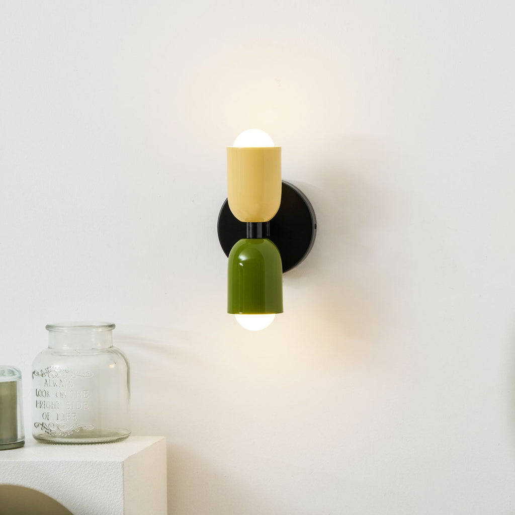 Duet | Two Tone Wall Lamp, Colorful Up Down Wall Sconce, Mid Century Modern Bedside Wall Light