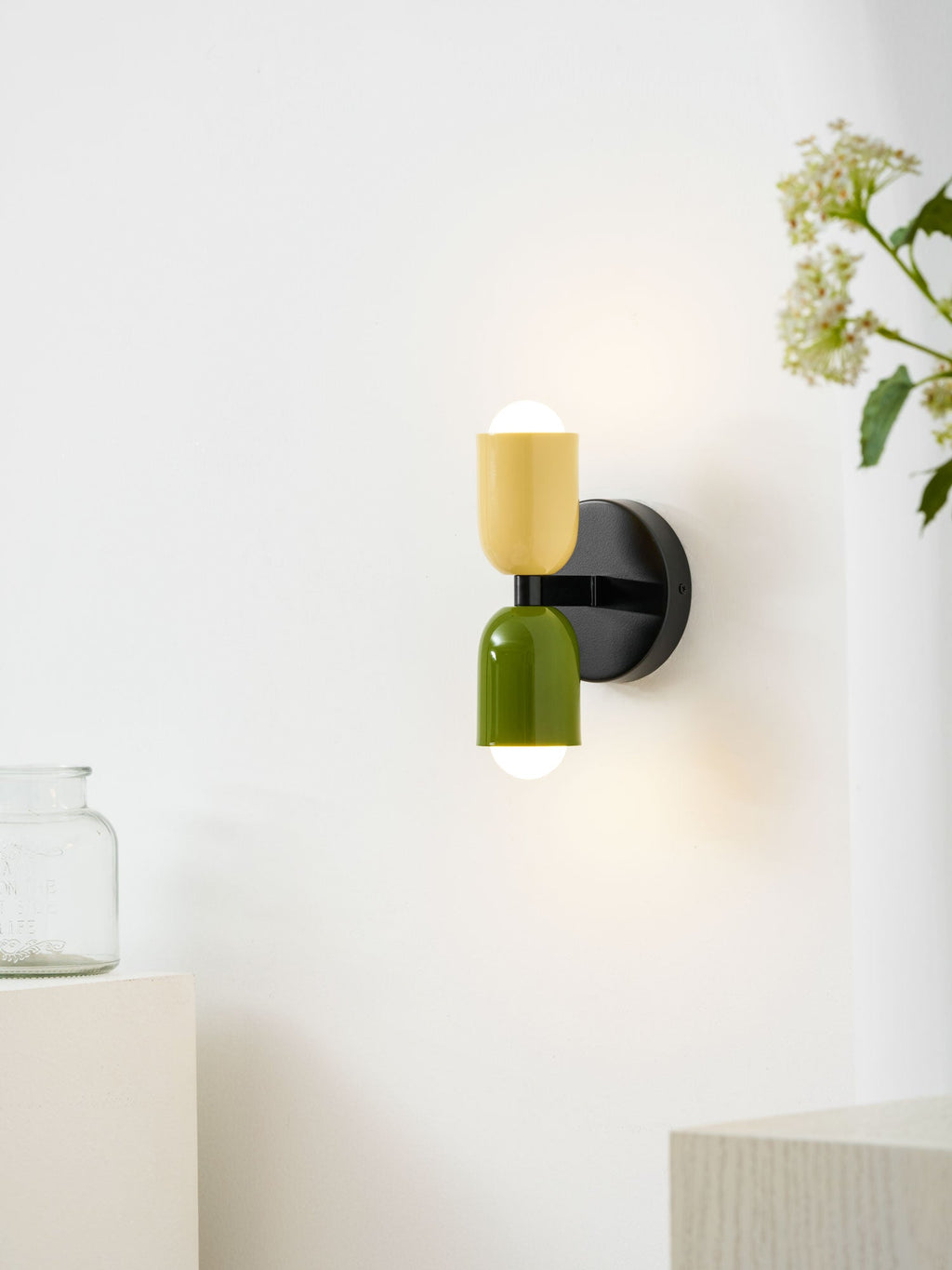Duet | Two Tone Wall Lamp, Colorful Up Down Wall Sconce, Mid Century Modern Bedside Wall Light