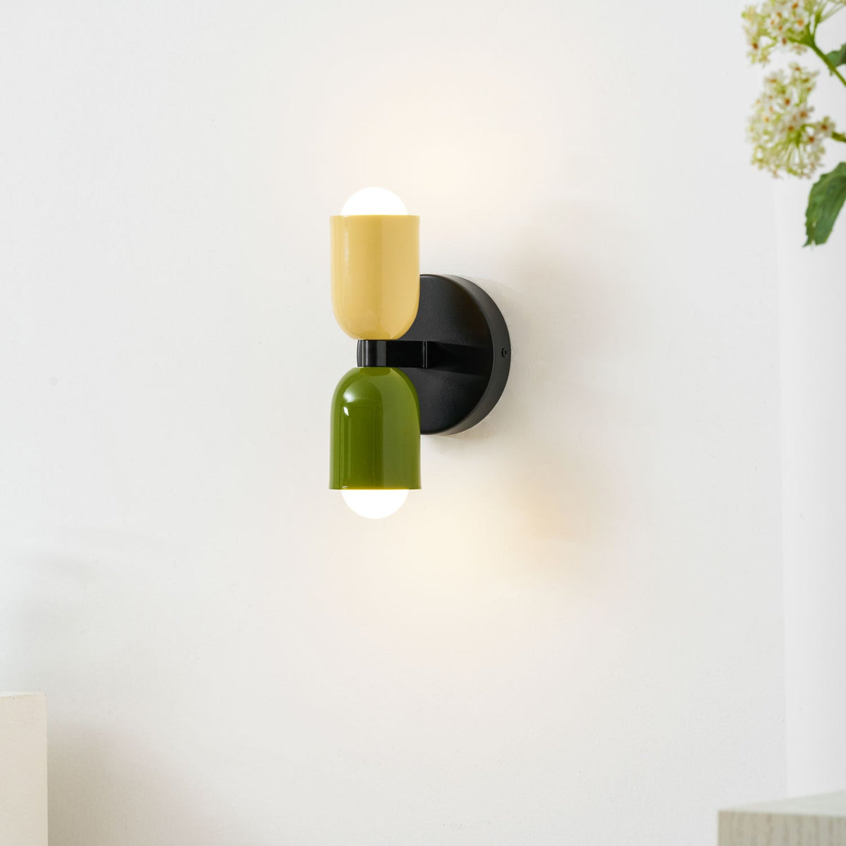 Duet | Two Tone Wall Lamp, Colorful Up Down Wall Sconce, Mid Century Modern Bedside Wall Light