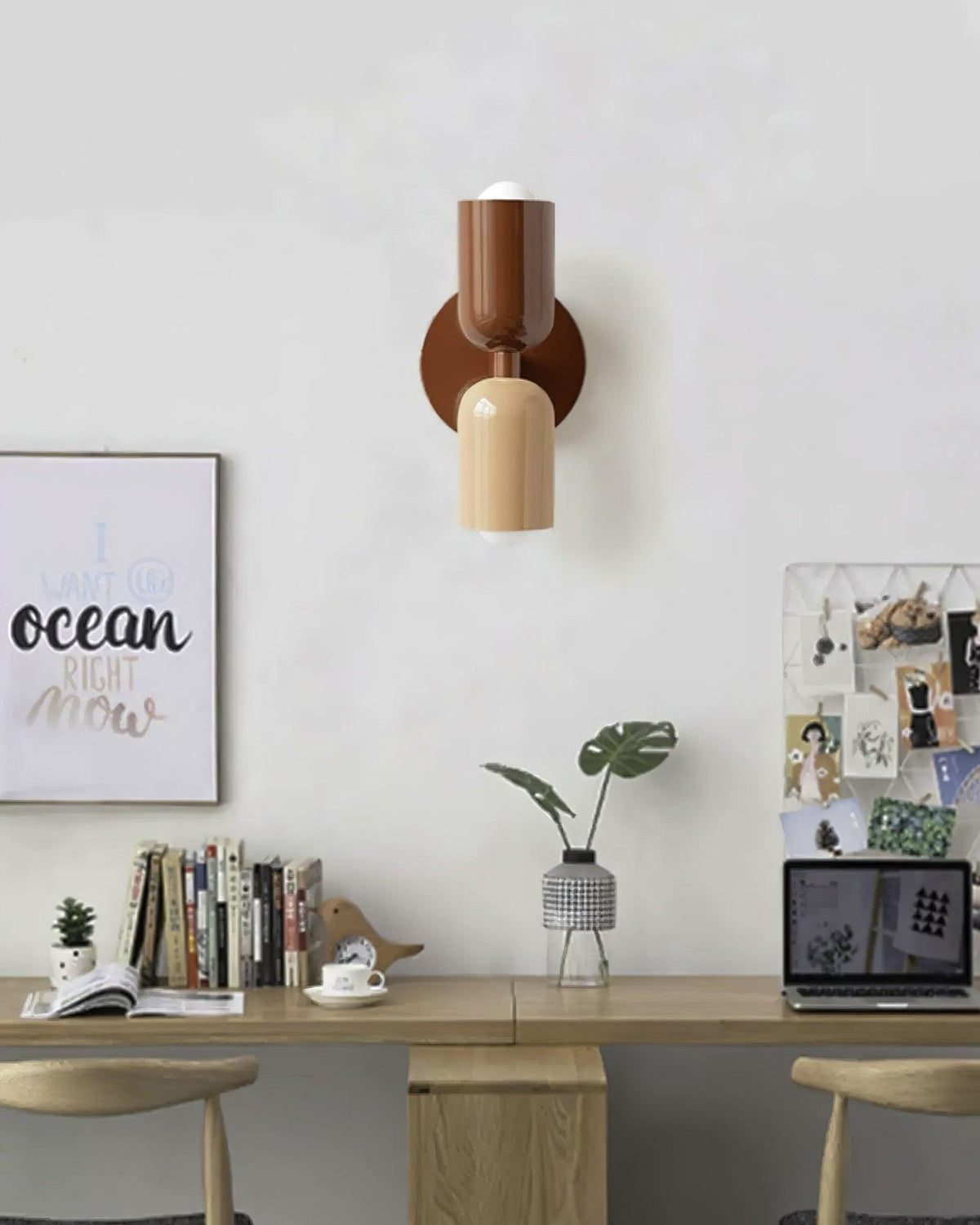 Duet | Two Tone Wall Lamp, Colorful Up Down Wall Sconce, Mid Century Modern Bedside Wall Light