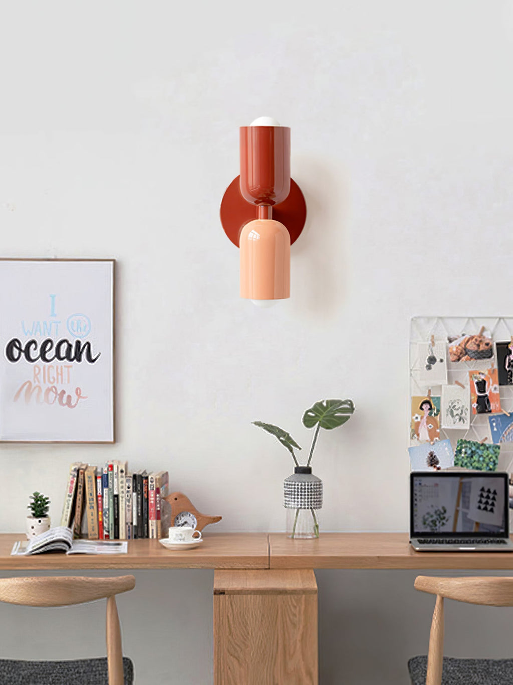 Duet | Two Tone Wall Lamp, Colorful Up Down Wall Sconce, Mid Century Modern Bedside Wall Light