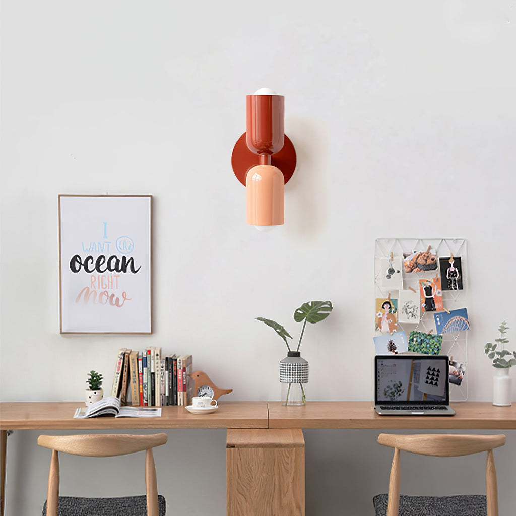 Duet | Two Tone Wall Lamp, Colorful Up Down Wall Sconce, Mid Century Modern Bedside Wall Light