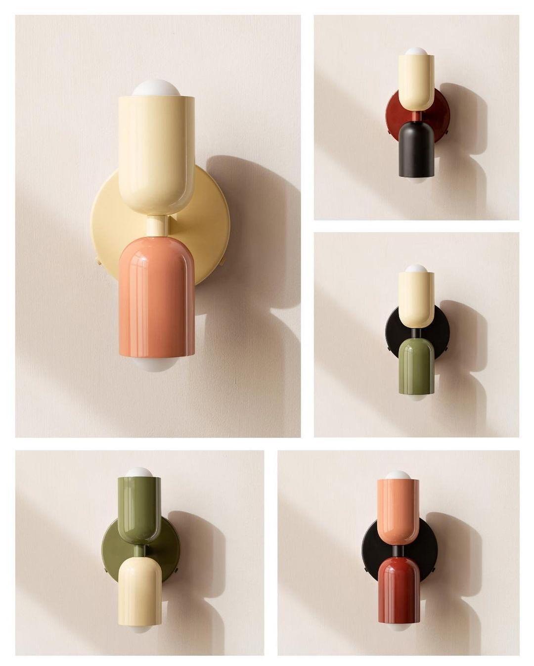 Duet | Two Tone Wall Lamp, Colorful Up Down Wall Sconce, Mid Century Modern Bedside Wall Light