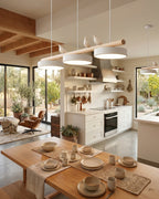 Sienna Bird | Linear Pendant Light with Birds, Wood LED Kitchen Island Chandelier, Dimmable Options