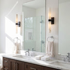 Dani | Alabaster Wall Sconce, Double Tube Bathroom Vanity Light, Modern Brass Wall Light for Bedroom