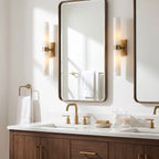 Dani | Alabaster Wall Sconce, Double Tube Bathroom Vanity Light, Modern Brass Wall Light for Bedroom
