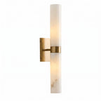 Dani | Alabaster Wall Sconce, Double Tube Bathroom Vanity Light, Modern Brass Wall Light for Bedroom
