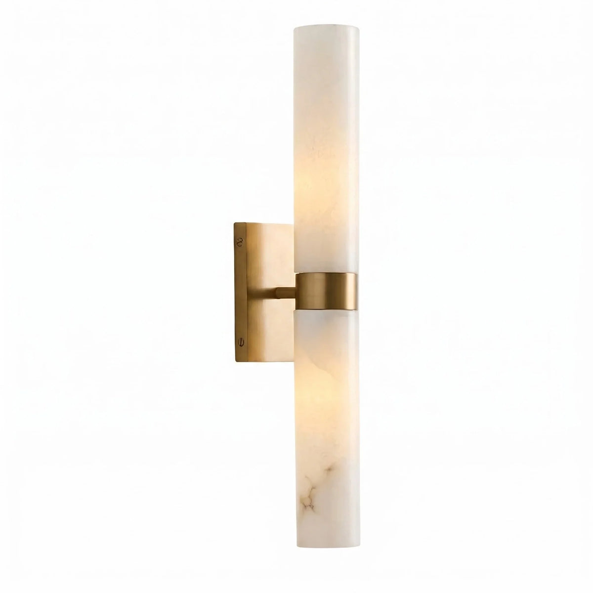 Dani | Alabaster Wall Sconce, Double Tube Bathroom Vanity Light, Modern Brass Wall Light for Bedroom