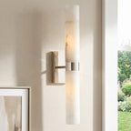 Dani | Alabaster Wall Sconce, Double Tube Bathroom Vanity Light, Modern Brass Wall Light for Bedroom