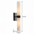 Dani | Alabaster Wall Sconce, Double Tube Bathroom Vanity Light, Modern Brass Wall Light for Bedroom