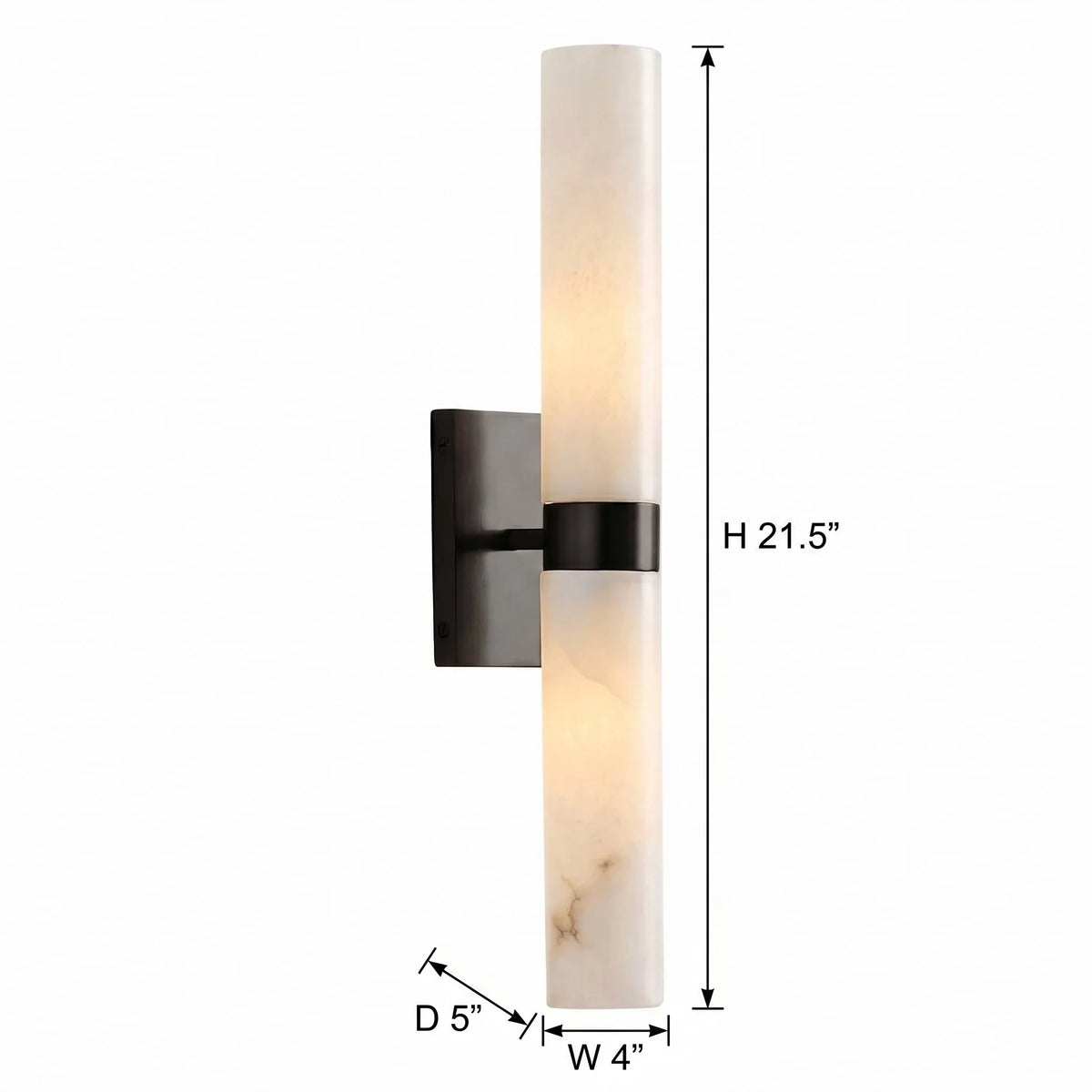 Dani | Alabaster Wall Sconce, Double Tube Bathroom Vanity Light, Modern Brass Wall Light for Bedroom