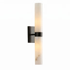 Dani | Alabaster Wall Sconce, Double Tube Bathroom Vanity Light, Modern Brass Wall Light for Bedroom