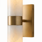 Dani | Alabaster Wall Sconce, Double Tube Bathroom Vanity Light, Modern Brass Wall Light for Bedroom