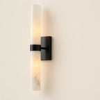 Dani | Alabaster Wall Sconce, Double Tube Bathroom Vanity Light, Modern Brass Wall Light for Bedroom