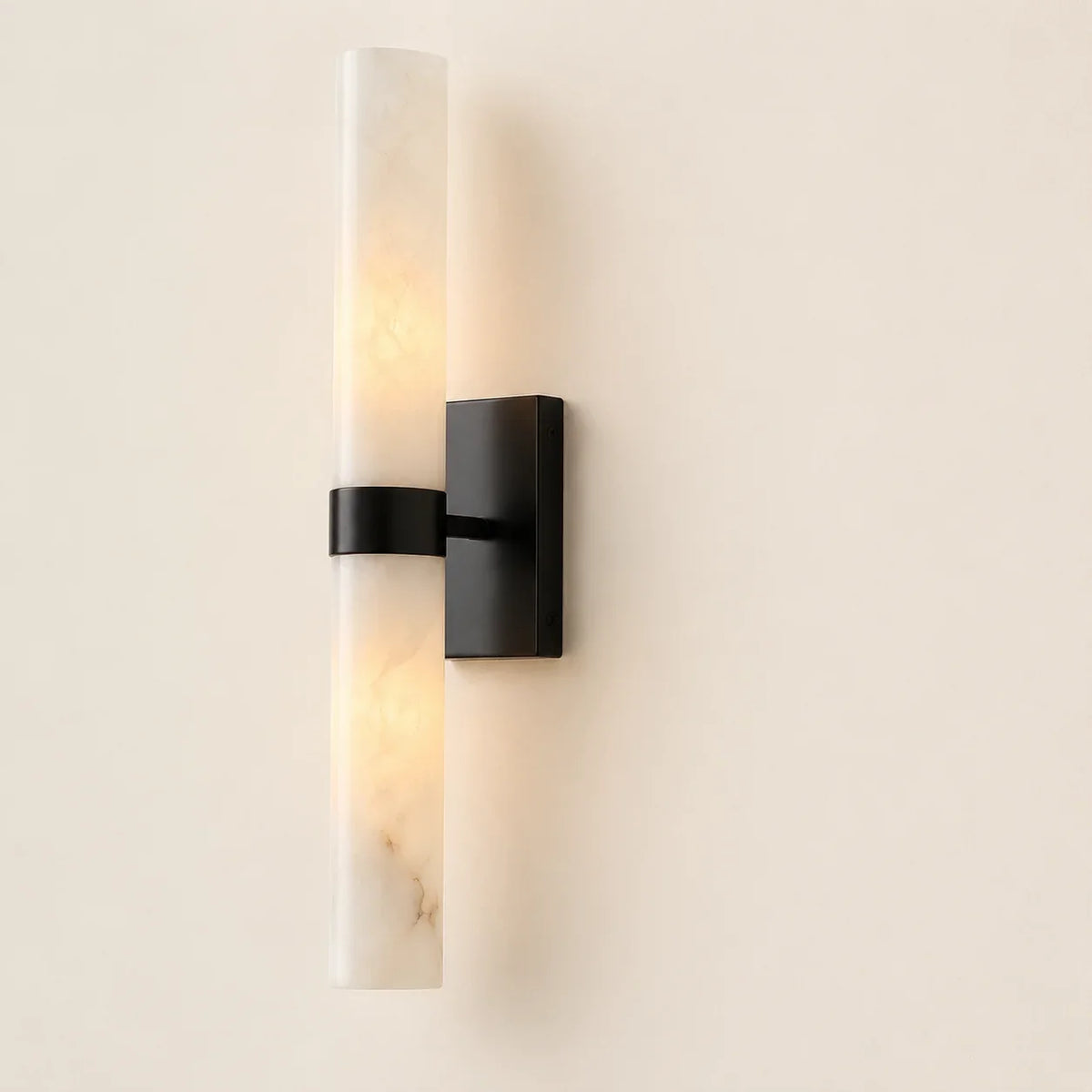 Dani | Alabaster Wall Sconce, Double Tube Bathroom Vanity Light, Modern Brass Wall Light for Bedroom