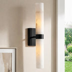 Dani | Alabaster Wall Sconce, Double Tube Bathroom Vanity Light, Modern Brass Wall Light for Bedroom