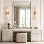 Dani | Alabaster Wall Sconce, Double Tube Bathroom Vanity Light, Modern Brass Wall Light for Bedroom