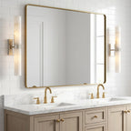 Dani | Alabaster Wall Sconce, Double Tube Bathroom Vanity Light, Modern Brass Wall Light for Bedroom