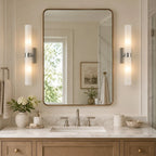 Dani | Alabaster Wall Sconce, Double Tube Bathroom Vanity Light, Modern Brass Wall Light for Bedroom