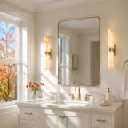 Dani | Alabaster Wall Sconce, Double Tube Bathroom Vanity Light, Modern Brass Wall Light for Bedroom