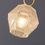 Diamond Cut | Art Deco Brass Ceiling Light, Faceted Glass Semi Flush Mount for Hallway and Bedroom