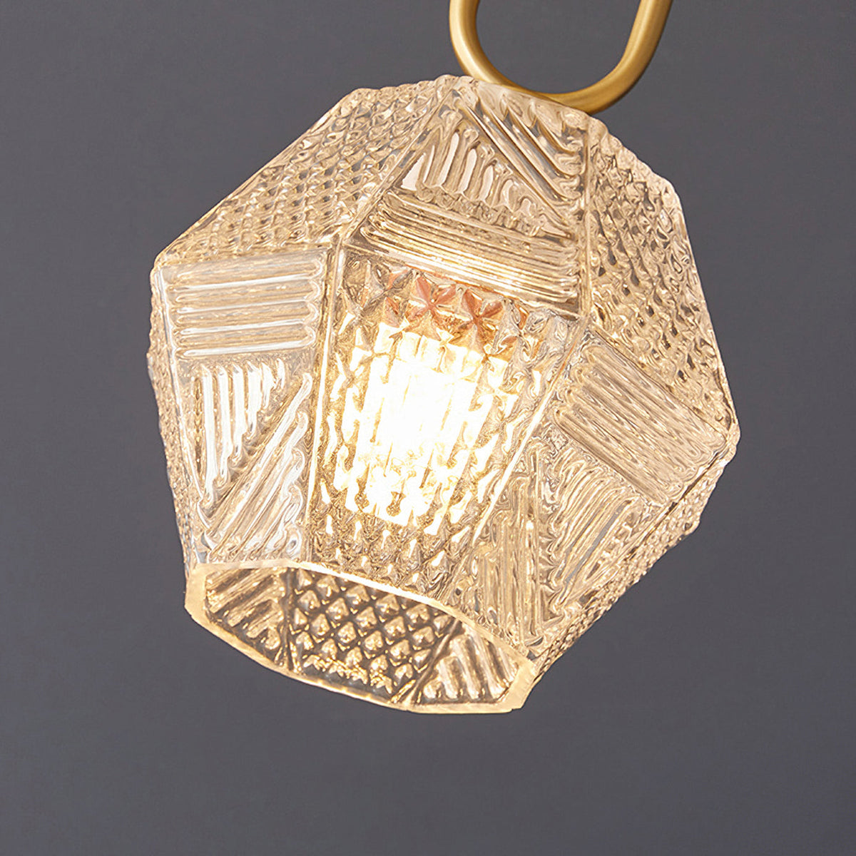 Diamond Cut | Art Deco Brass Ceiling Light, Faceted Glass Semi Flush Mount for Hallway and Bedroom