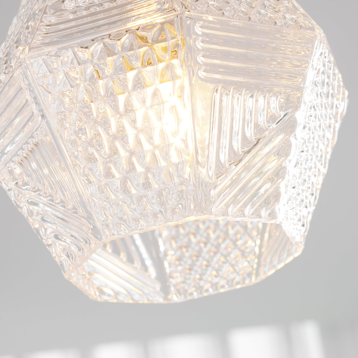 Diamond Cut | Art Deco Brass Ceiling Light, Faceted Glass Semi Flush Mount for Hallway and Bedroom