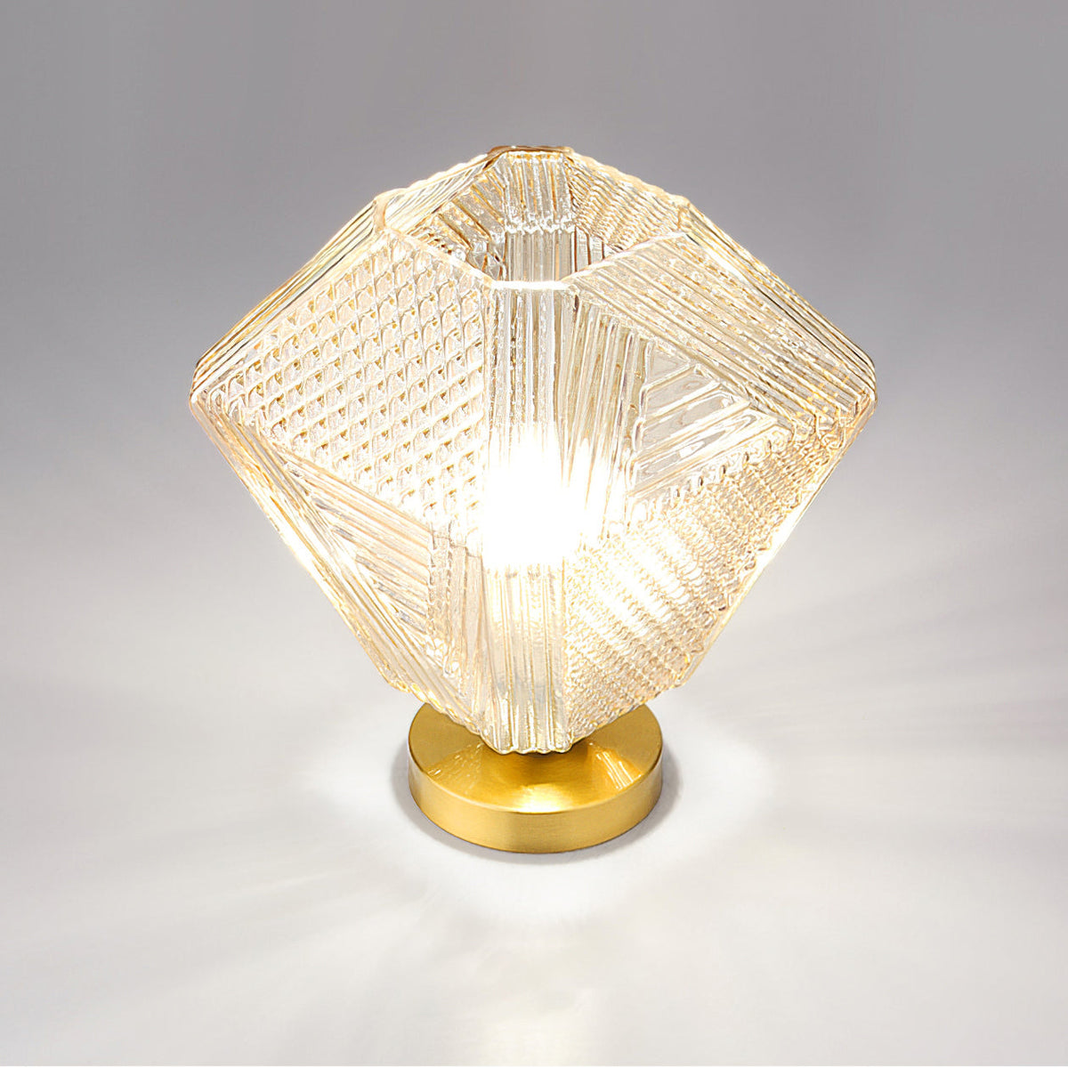 Diamond Cut | Art Deco Brass Ceiling Light, Faceted Glass Semi Flush Mount for Hallway and Bedroom