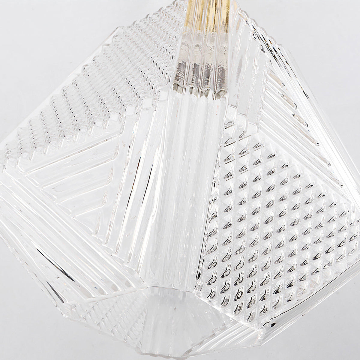 Diamond Cut | Art Deco Brass Ceiling Light, Faceted Glass Semi Flush Mount for Hallway and Bedroom