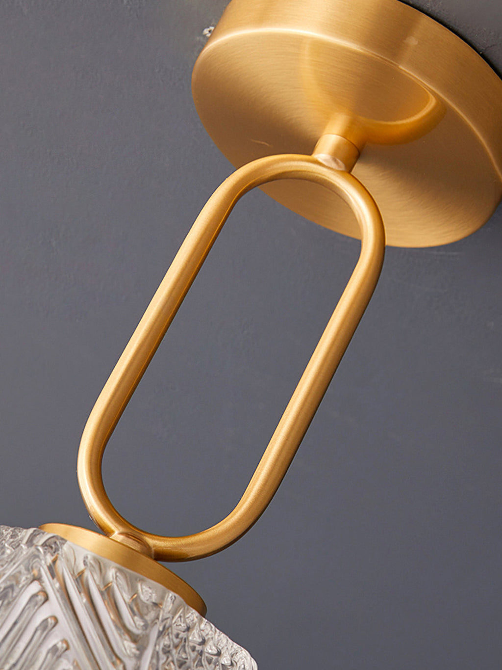 Diamond Cut | Art Deco Brass Ceiling Light, Faceted Glass Semi Flush Mount for Hallway and Bedroom