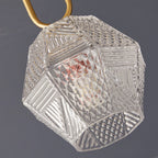 Diamond Cut | Art Deco Brass Ceiling Light, Faceted Glass Semi Flush Mount for Hallway and Bedroom
