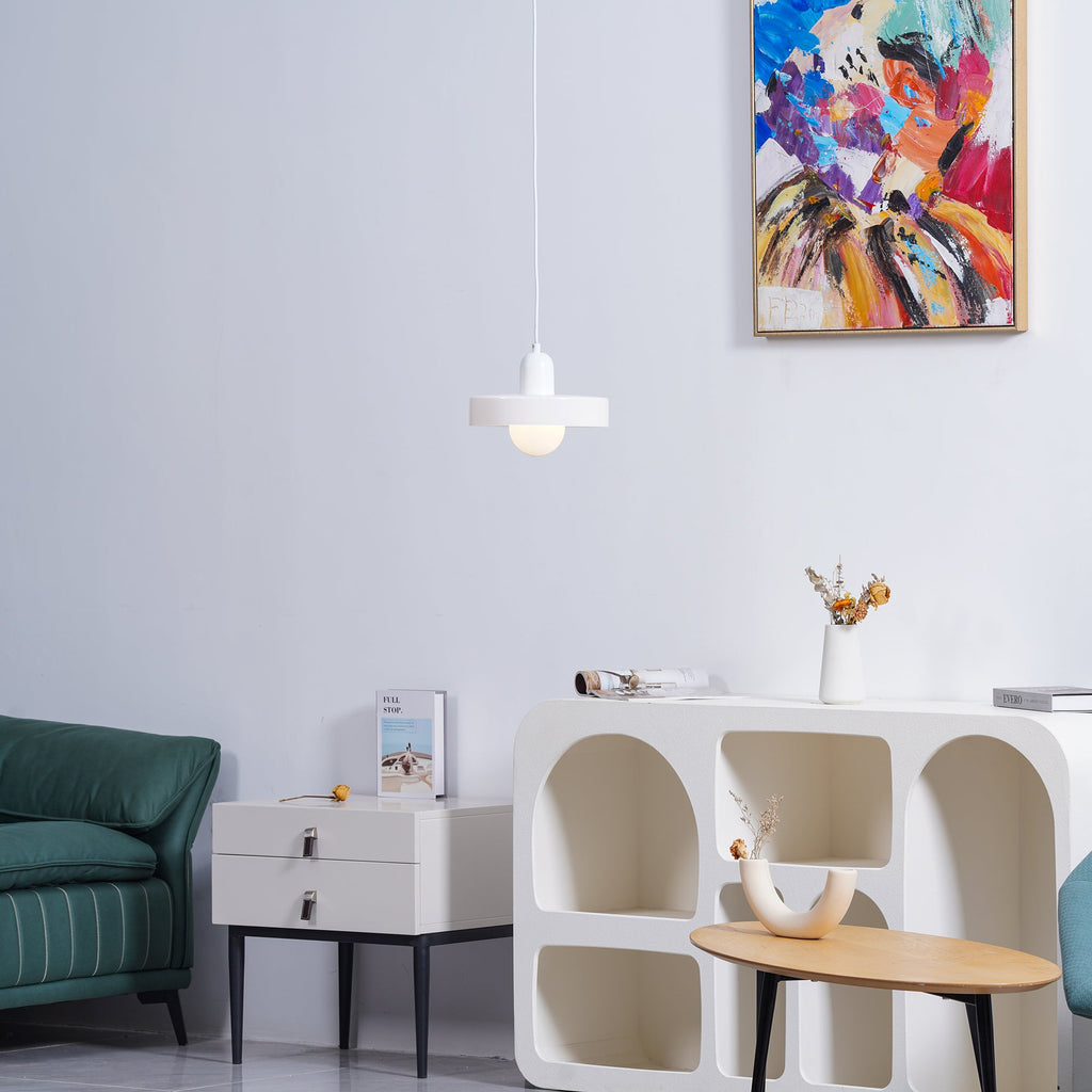 Disc Orb | Colorful Glass Pendant Light, Modern Globe Hanging Lamp for Kitchen Island and Dining Table