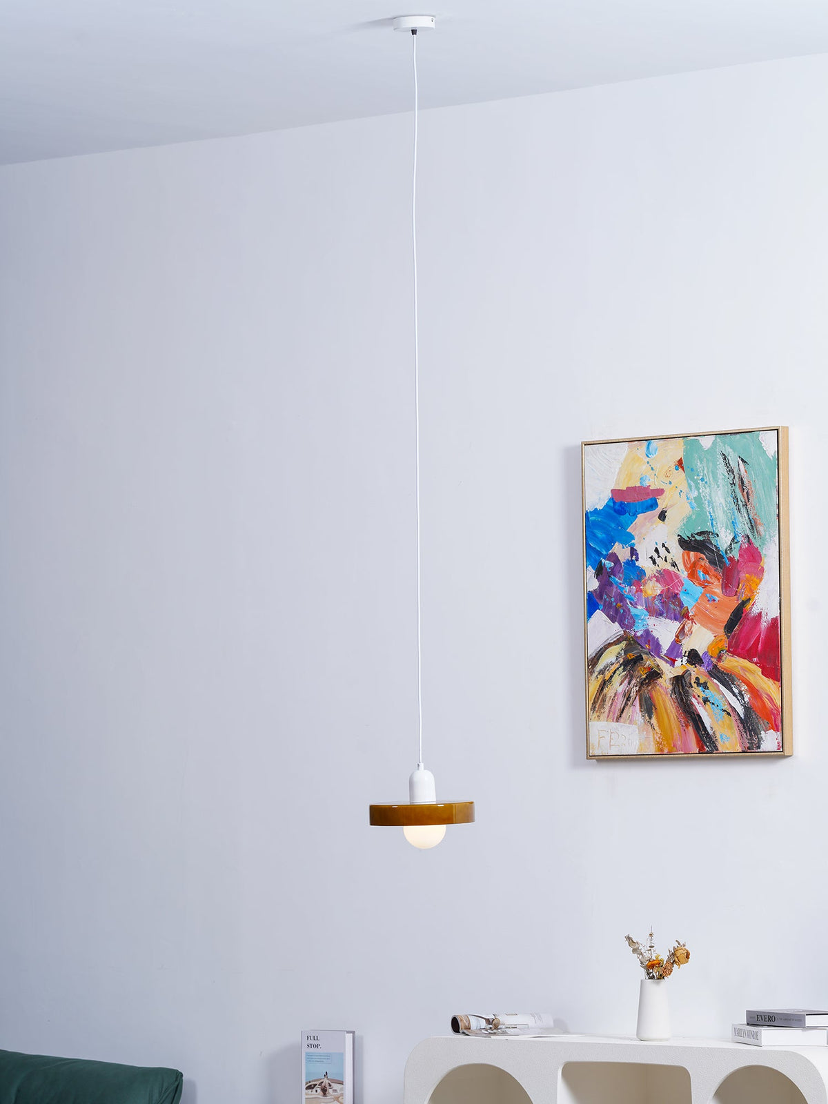 Disc Orb | Colorful Glass Pendant Light, Modern Globe Hanging Lamp for Kitchen Island and Dining Table