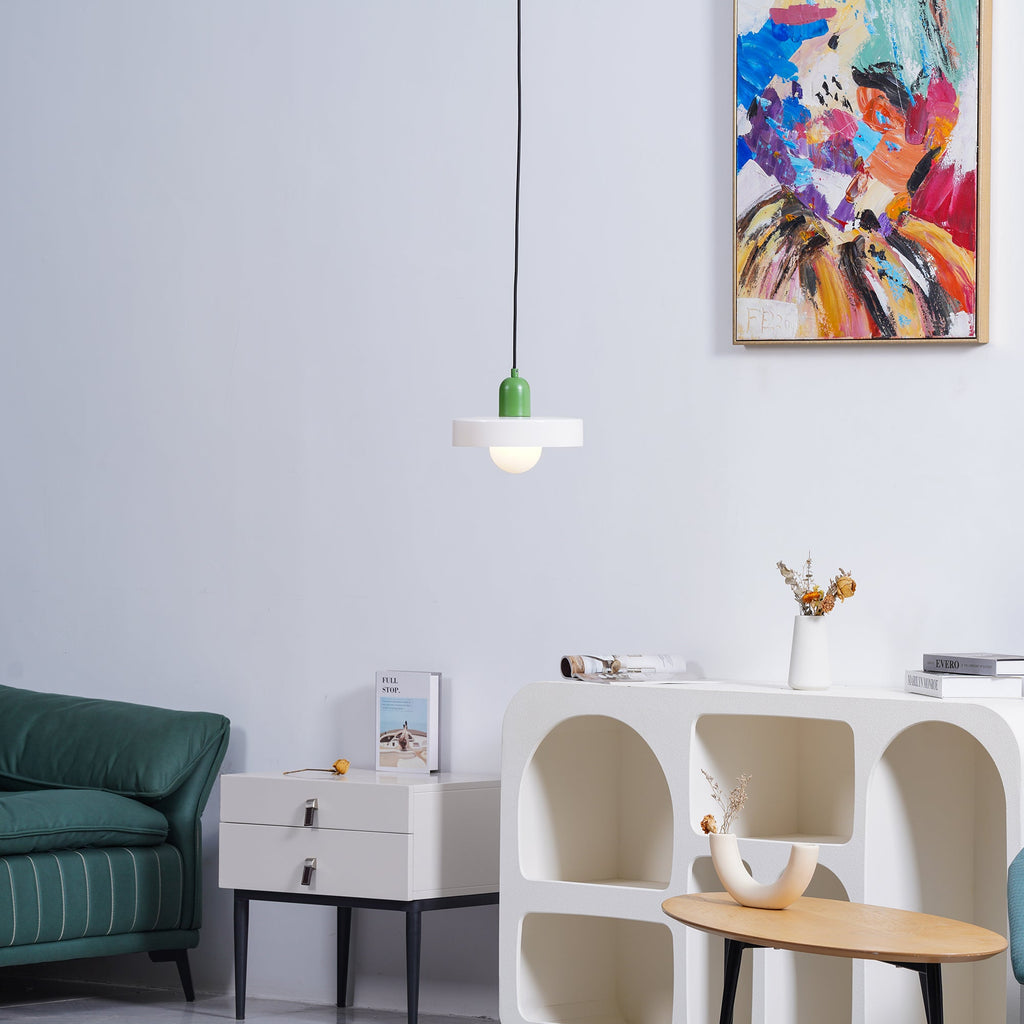 Disc Orb | Colorful Glass Pendant Light, Modern Globe Hanging Lamp for Kitchen Island and Dining Table