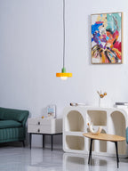 Disc Orb | Colorful Glass Pendant Light, Modern Globe Hanging Lamp for Kitchen Island and Dining Table