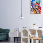 Disc Orb | Colorful Glass Pendant Light, Modern Globe Hanging Lamp for Kitchen Island and Dining Table