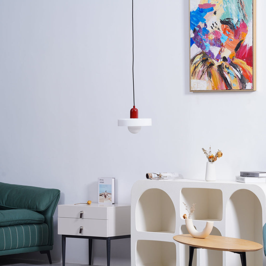 Disc Orb | Colorful Glass Pendant Light, Modern Globe Hanging Lamp for Kitchen Island and Dining Table