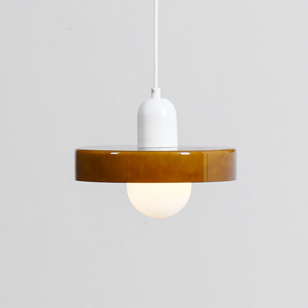 Disc Orb | Colorful Glass Pendant Light, Modern Globe Hanging Lamp for Kitchen Island and Dining Table