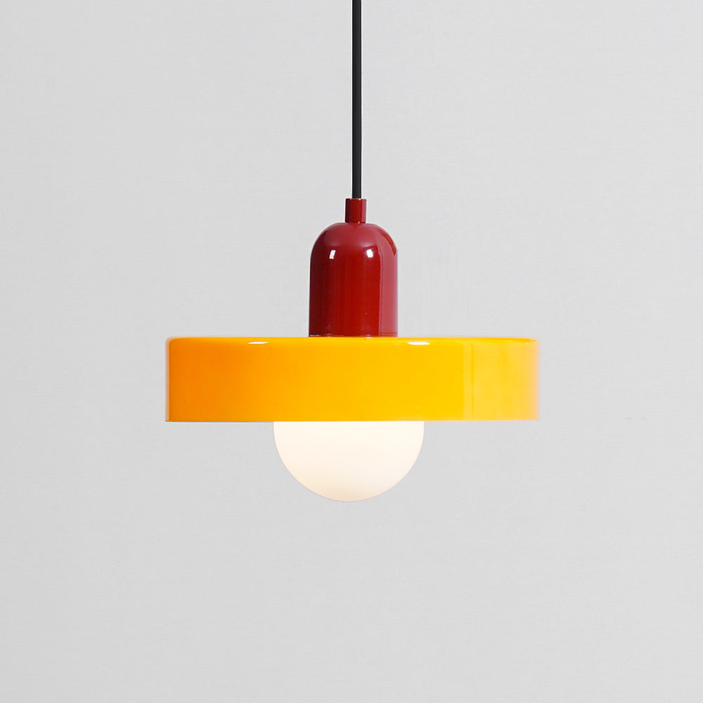 Disc Orb | Colorful Glass Pendant Light, Modern Globe Hanging Lamp for Kitchen Island and Dining Table