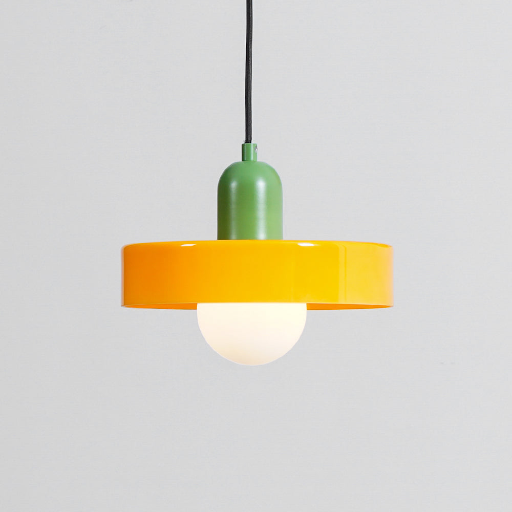 Disc Orb | Colorful Glass Pendant Light, Modern Globe Hanging Lamp for Kitchen Island and Dining Table