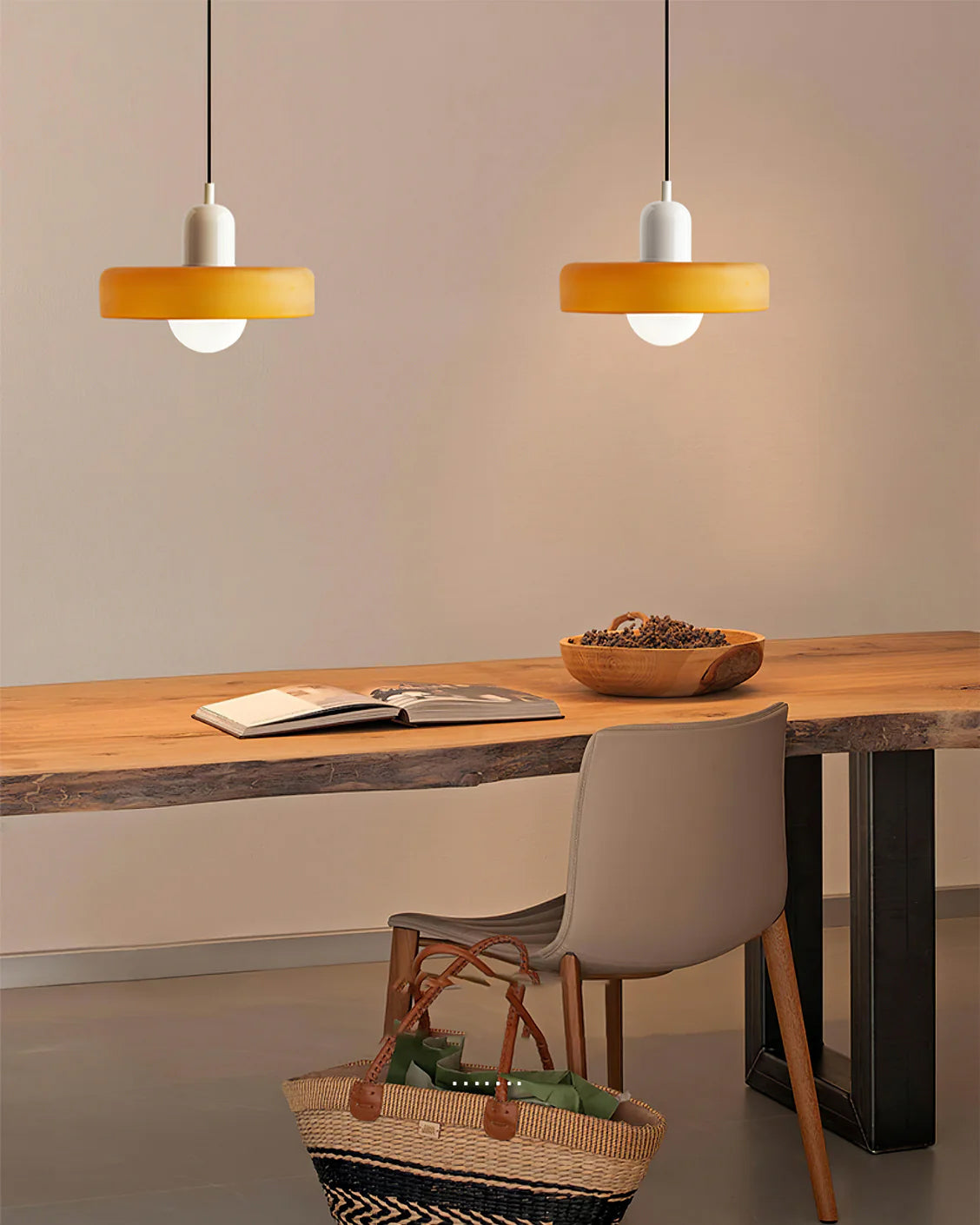 Disc Orb | Colorful Glass Pendant Light, Modern Globe Hanging Lamp for Kitchen Island and Dining Table