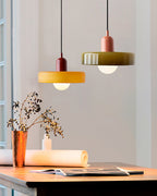 Disc Orb | Colorful Glass Pendant Light, Modern Globe Hanging Lamp for Kitchen Island and Dining Table