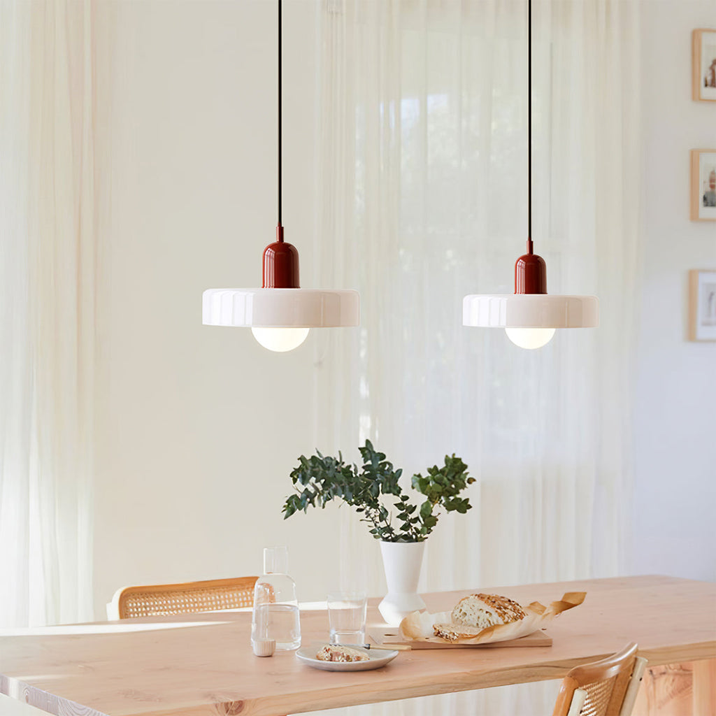 Disc Orb | Colorful Glass Pendant Light, Modern Globe Hanging Lamp for Kitchen Island and Dining Table