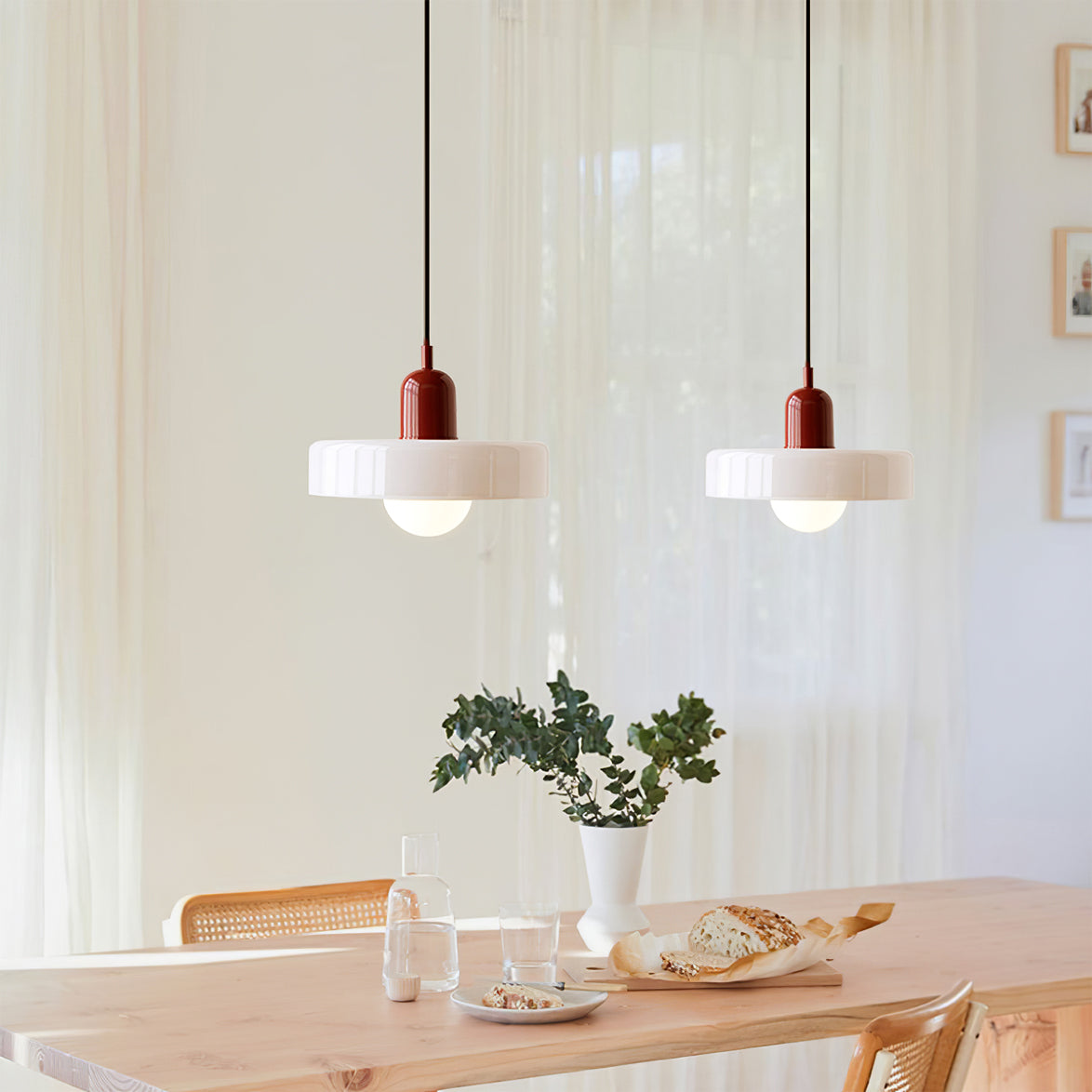 Disc Orb | Colorful Glass Pendant Light, Modern Globe Hanging Lamp for Kitchen Island and Dining Table