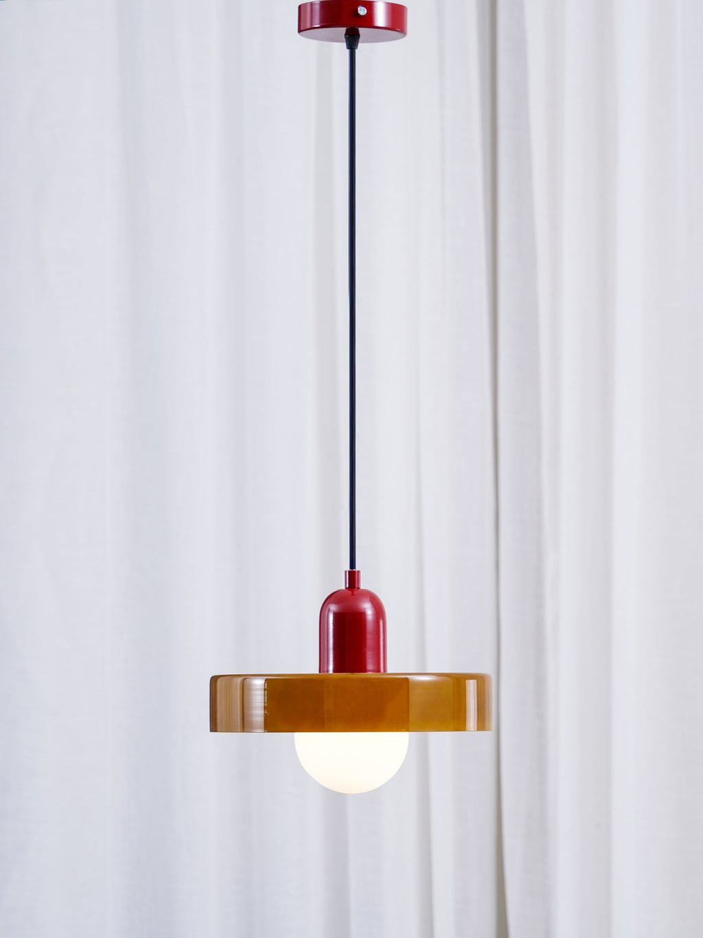 Disc Orb | Colorful Glass Pendant Light, Modern Globe Hanging Lamp for Kitchen Island and Dining Table