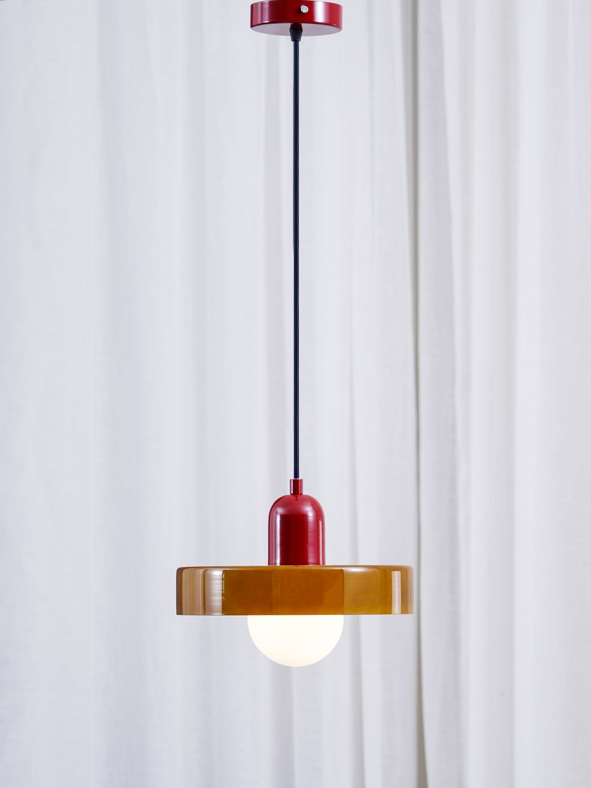 Disc Orb | Colorful Glass Pendant Light, Modern Globe Hanging Lamp for Kitchen Island and Dining Table