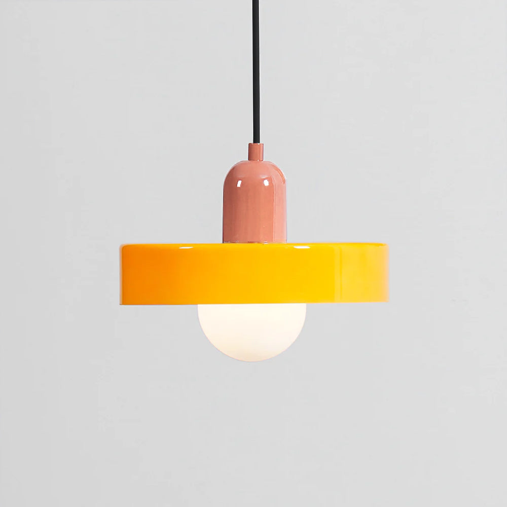 Disc Orb | Colorful Glass Pendant Light, Modern Globe Hanging Lamp for Kitchen Island and Dining Table