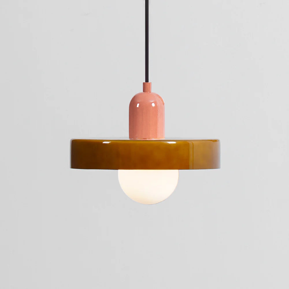 Disc Orb | Colorful Glass Pendant Light, Modern Globe Hanging Lamp for Kitchen Island and Dining Table