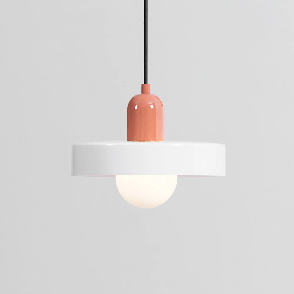 Disc Orb | Colorful Glass Pendant Light, Modern Globe Hanging Lamp for Kitchen Island and Dining Table