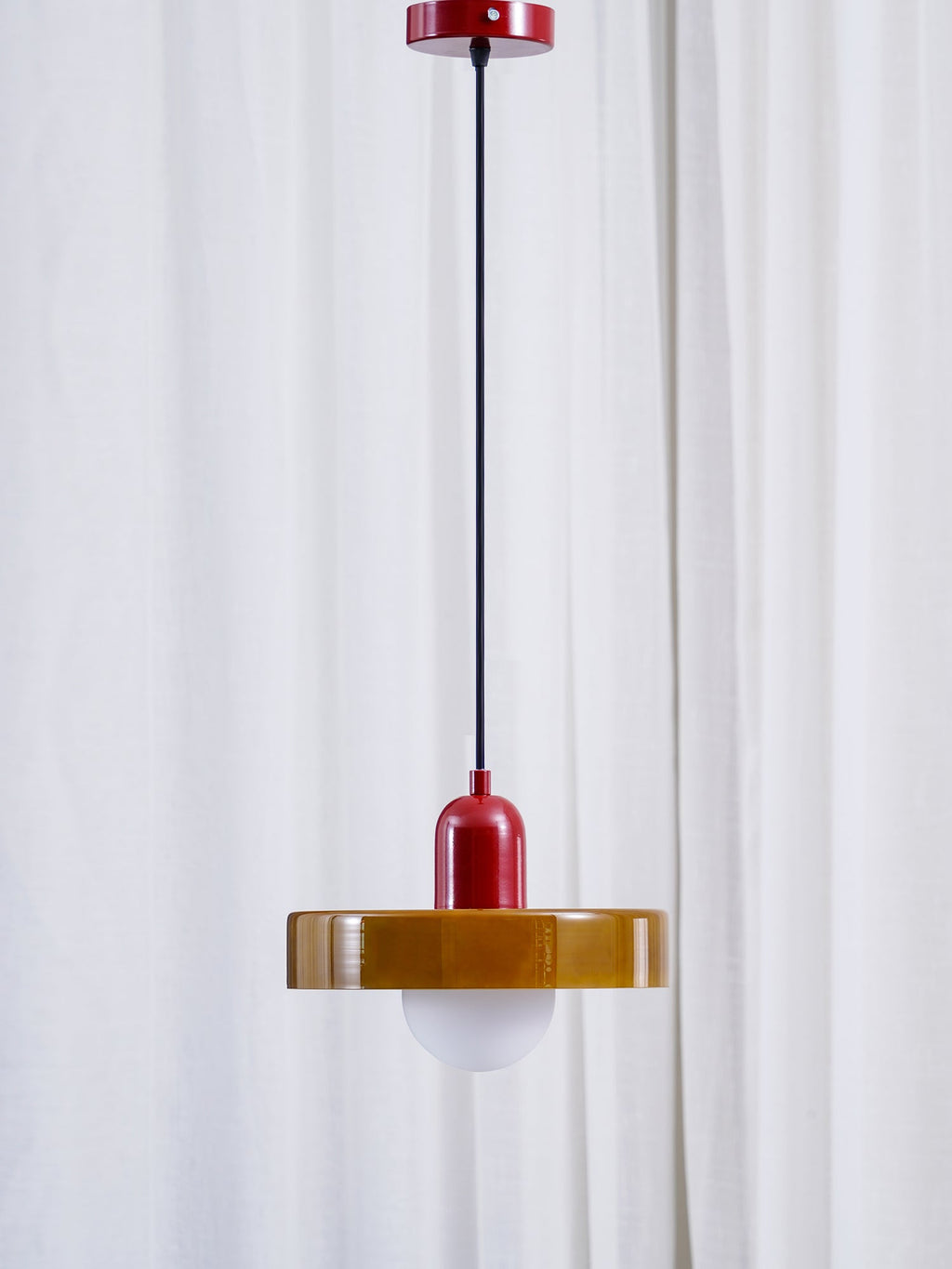 Disc Orb | Colorful Glass Pendant Light, Modern Globe Hanging Lamp for Kitchen Island and Dining Table